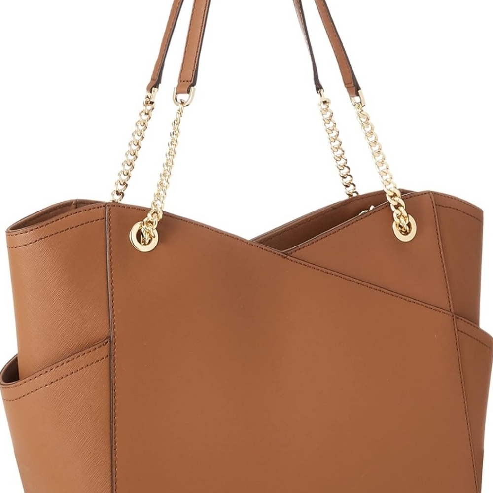 Jet Set Large Saffiano Leather Brown/Tan Shoulder Bag - Picture 4 of 5